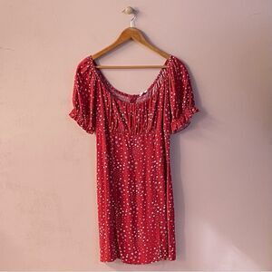 PacSun Lottie Moss Red & White Floral Heart Dotted Mini Dress Size M NWT